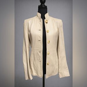 Veners Cream Genuine Leather Tailored Jacket Women’s Small